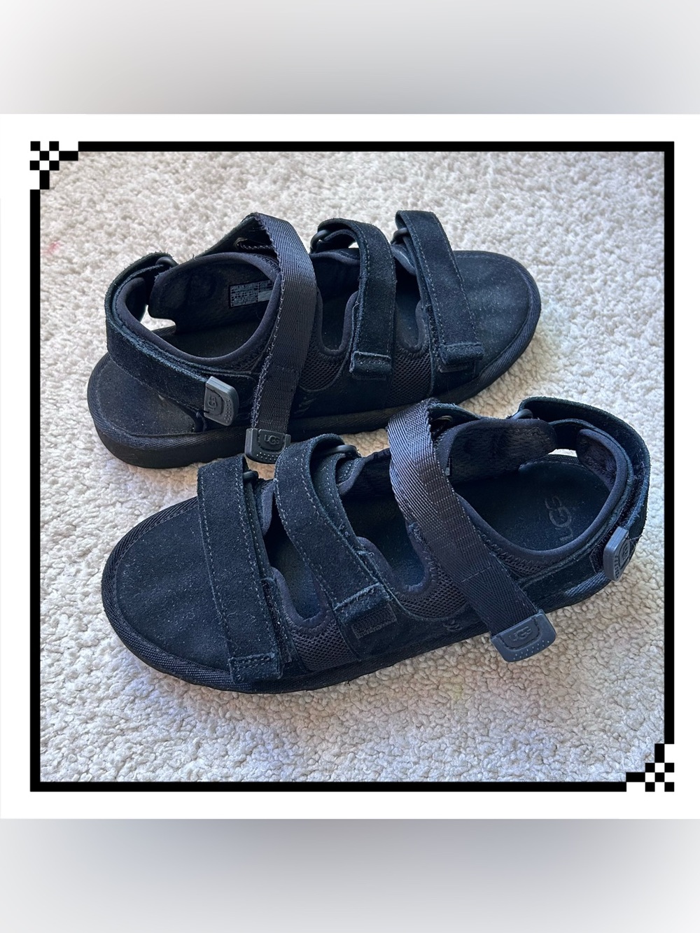 UGG Big Kid Unisex Goldencoast Suede Adjustable Multistrap Sandal Black Sz 4